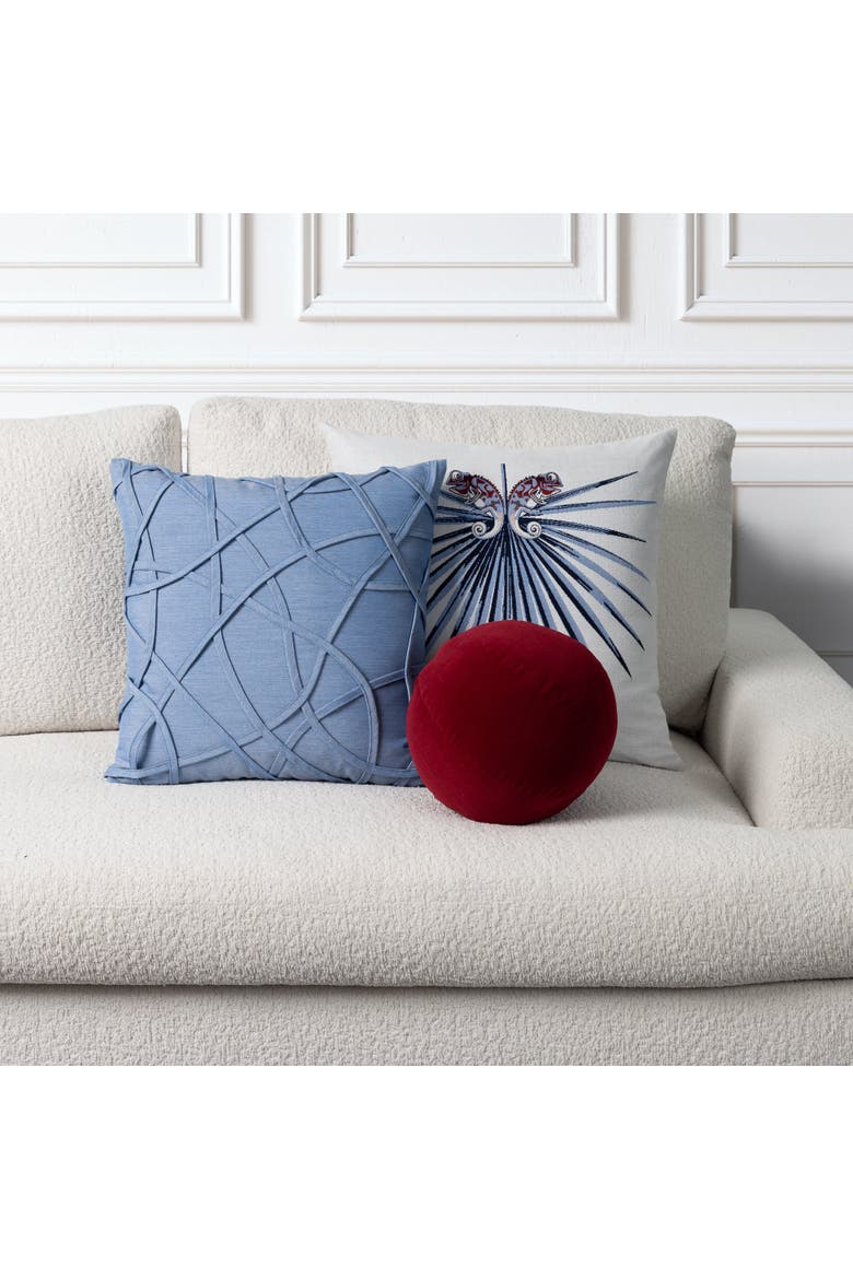 Illusion Handmade dimensional applique Indoor & Outdoor Woven Accent Pillow, Alternate, color, Ocean