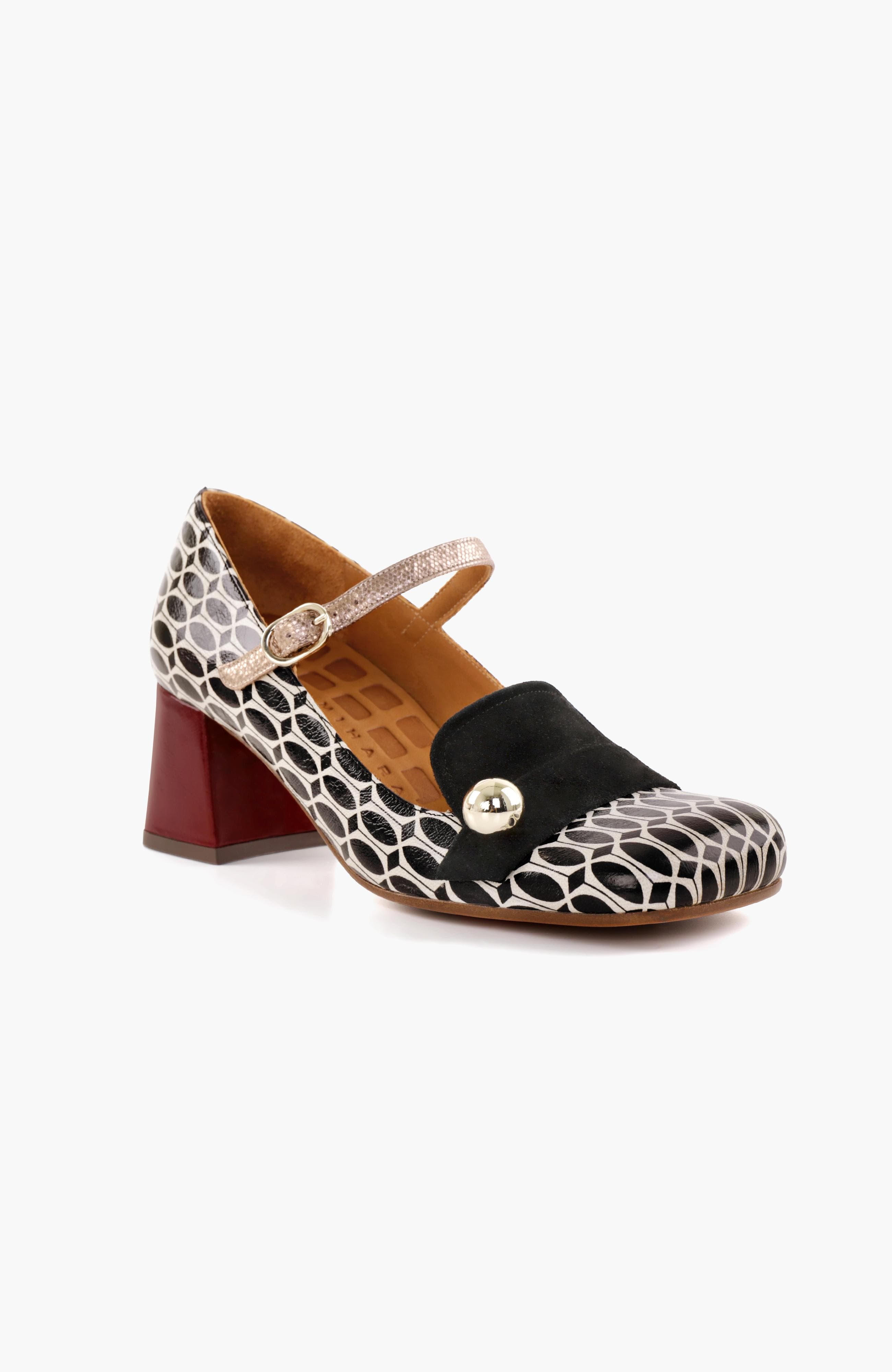 SWEKA Metallic embossed geometric leather shoes, Alternate, color, Black and silver