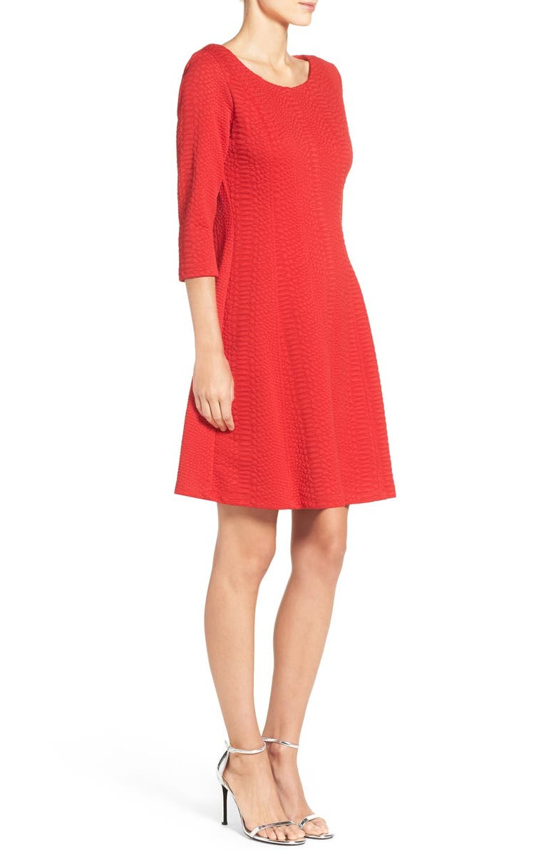 Taylor Dresses Jacquard Knit Fit & Flare Dress, Alternate, color, 
