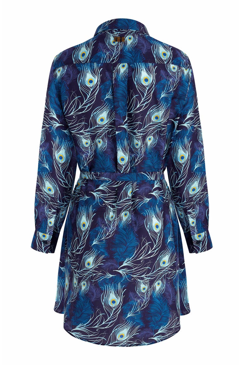 Women's Eyes Of The Wind Cotton Silk Shirt Dress, Alternate, color, MINUIT