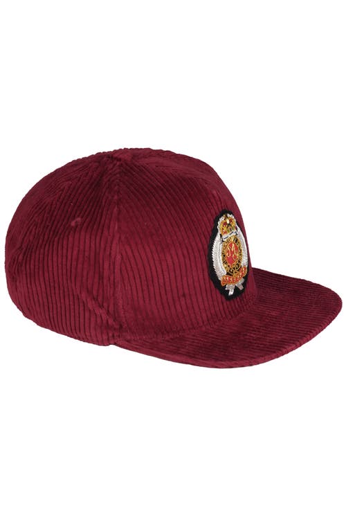 Members Only Corduroy Baseball Cap In Burgundy