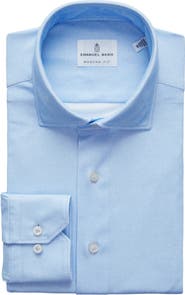 Emanuel Berg 4Flex Stretch Modern Fit Light Blue Knit Dress Shirt