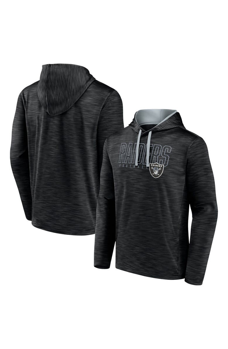 FANATICS Men's Fanatics Branded Heather Black Las Vegas Raiders Hook and Ladder Pullover Hoodie, Main, color, Heather Black