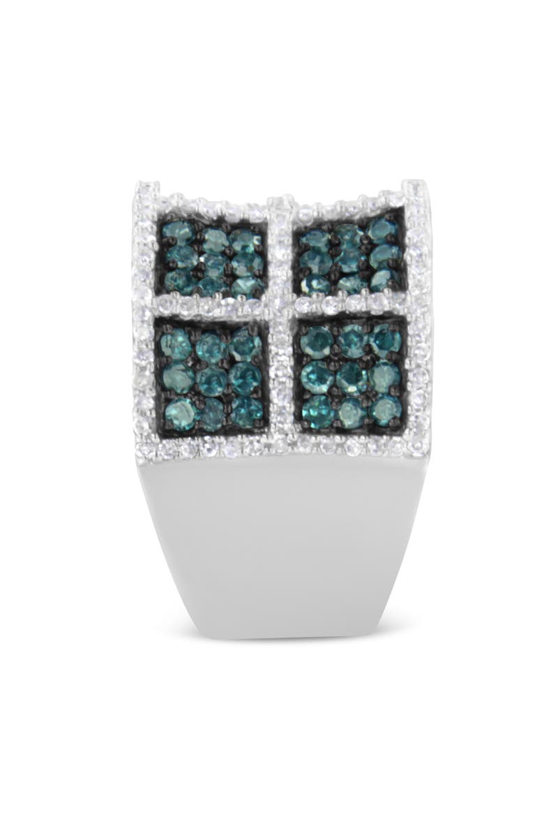 14K Gold 1 1/2 Cttw White and Treated Blue Diamond Cocktail Ring, Alternate, color, White Gold