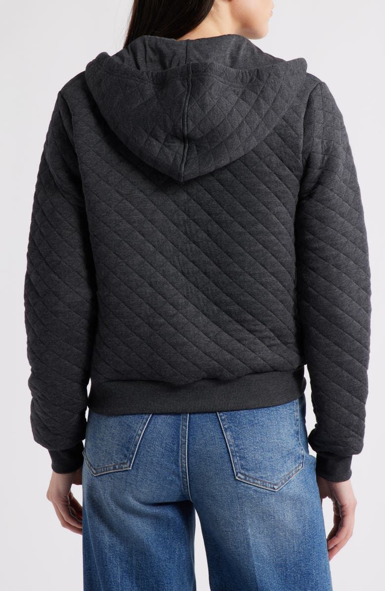Marine Layer Corbet Quilted Zip-Up Hoodie, Alternate, color, Dark Heather Grey