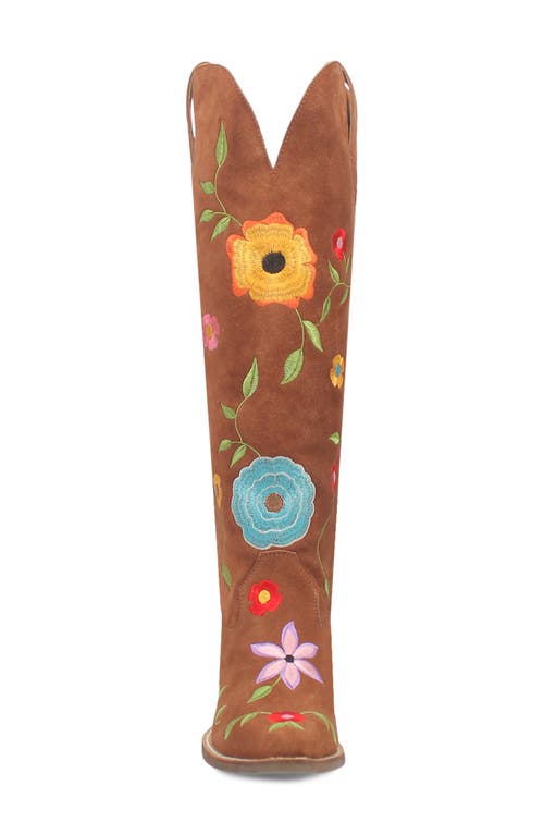 Dingo Flower Power Knee High Western Boot In Brown