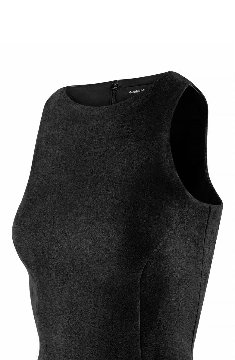 Manière De Voir Adele Suede Racer Neck Bodysuit, Alternate, color,