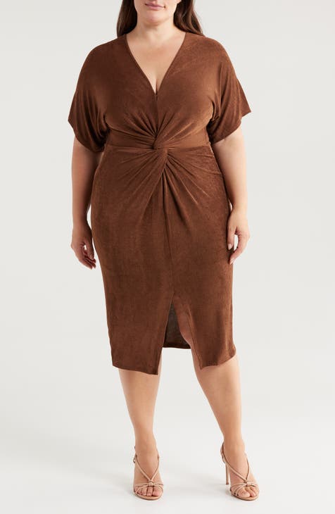 Brown plus size dress on sale