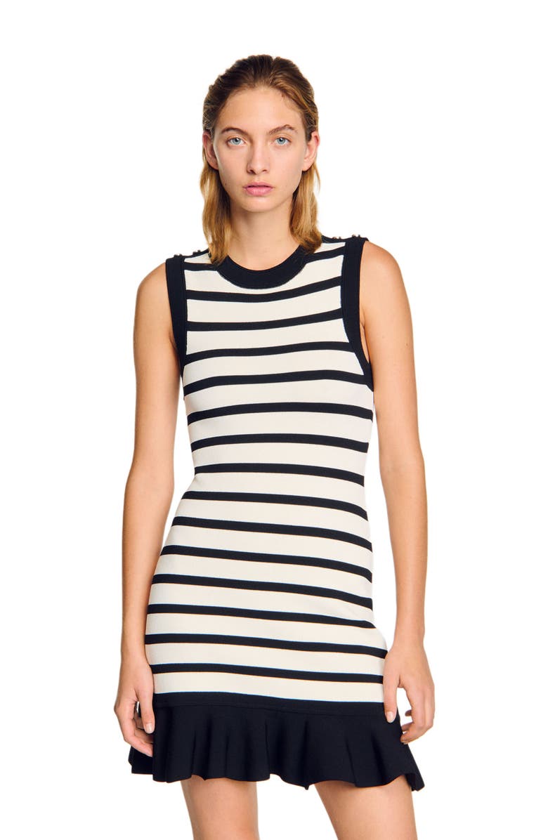 SANDRO Striped knit mini dress, Alternate, color, 
