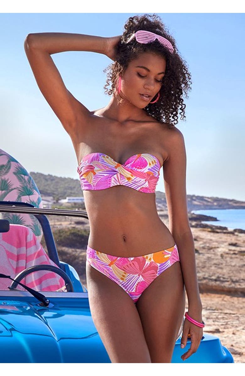 LASCANA Women's Butterfly Print Classic Bikini Bottom Purple Multi, Alternate, color, Purple Multi