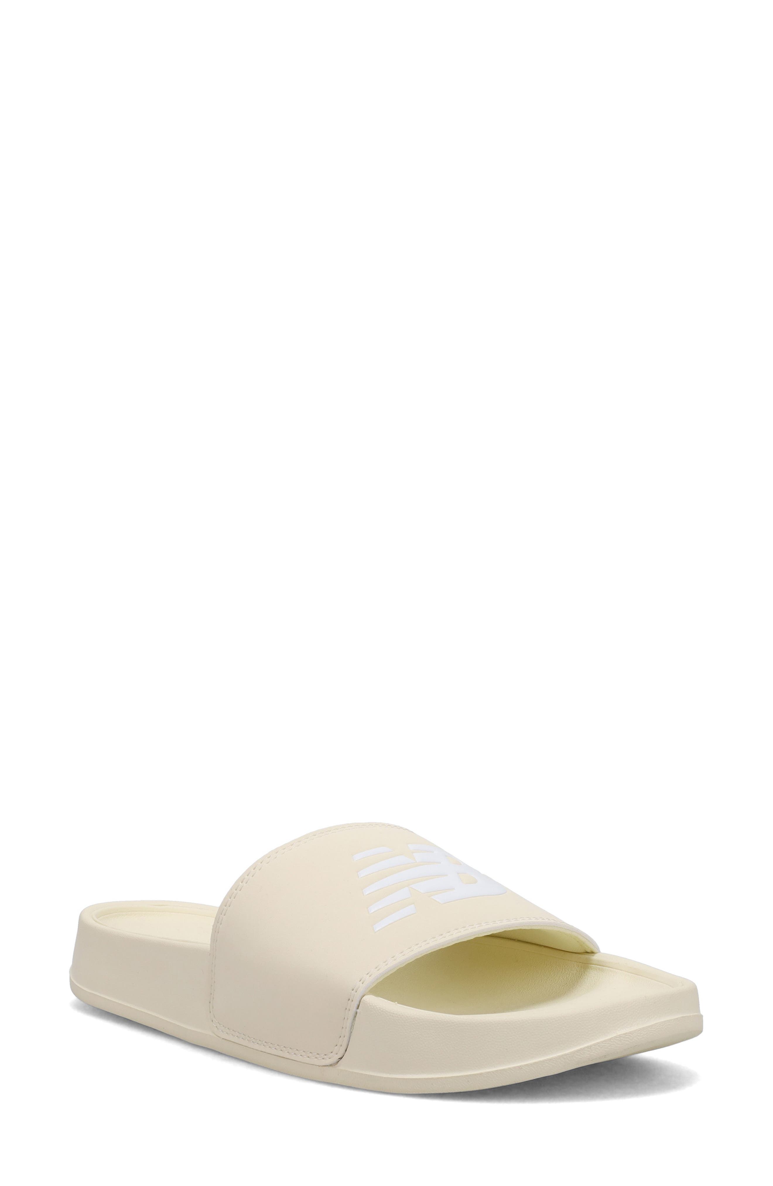 New Balance 200 Faux Fur Slide Sandal, Main, color, Calcium/ White