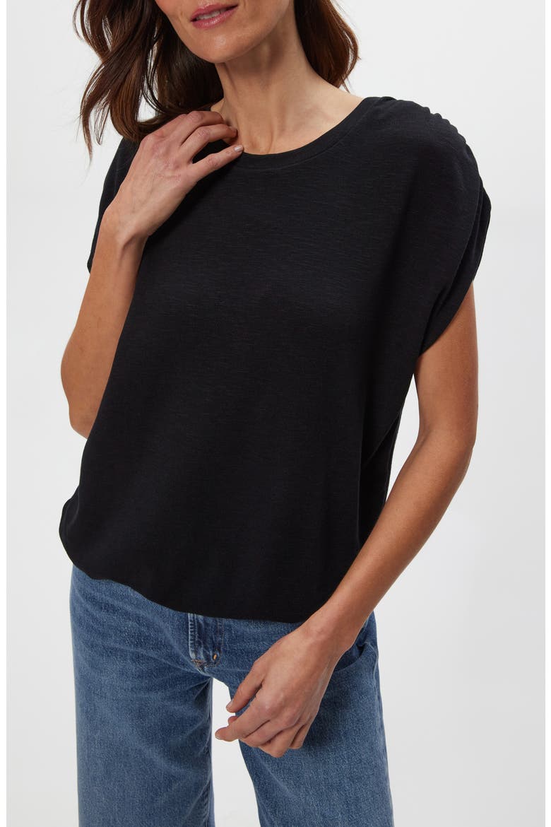Sharron Cap Sleeve T-Shirt, Alternate, color, BLACK