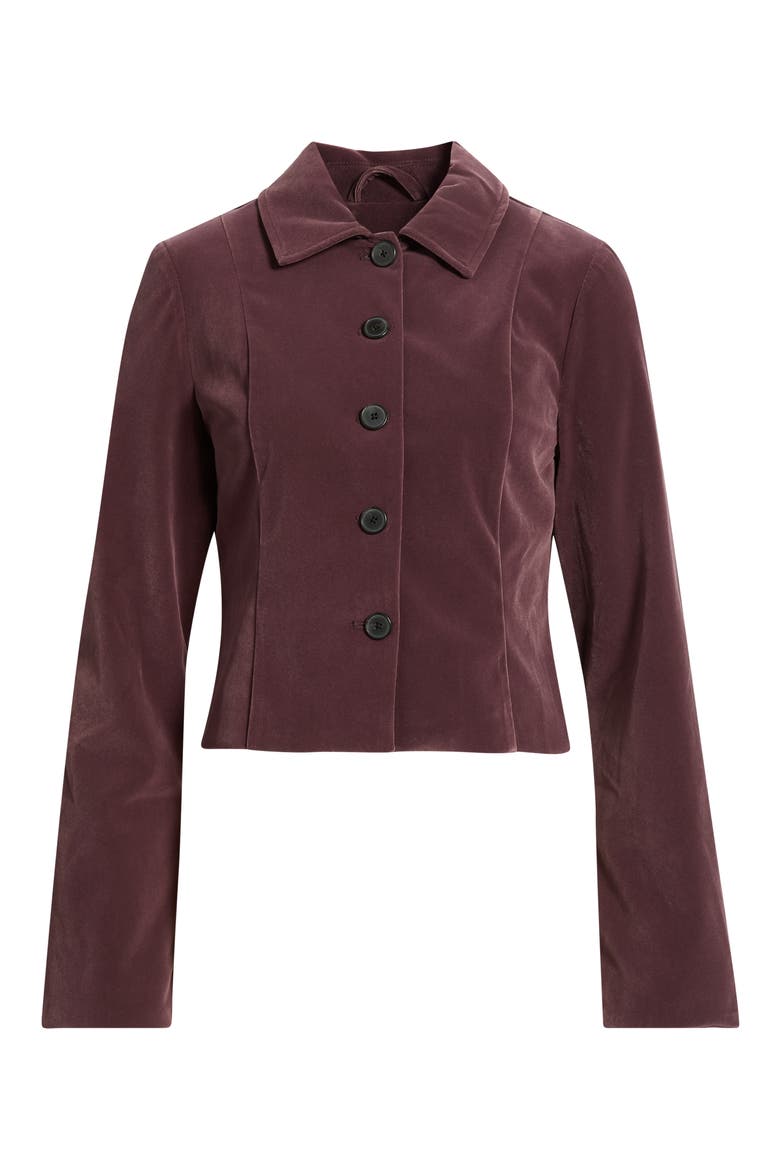 Velvet Button Up Jacket, Main, color, BURGUNDY FUDGE