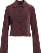 Open Edit Velvet Button Up Jacket
