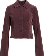 Open Edit Velvet Button Up Jacket