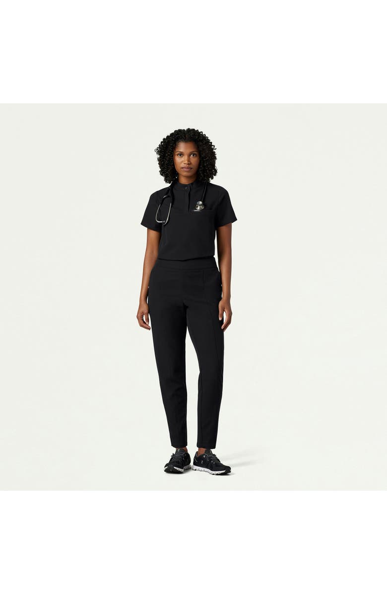 JAANUU Savi Women's 1-Pocket Classic Banded Collar Scrub Top, Alternate, color, Black