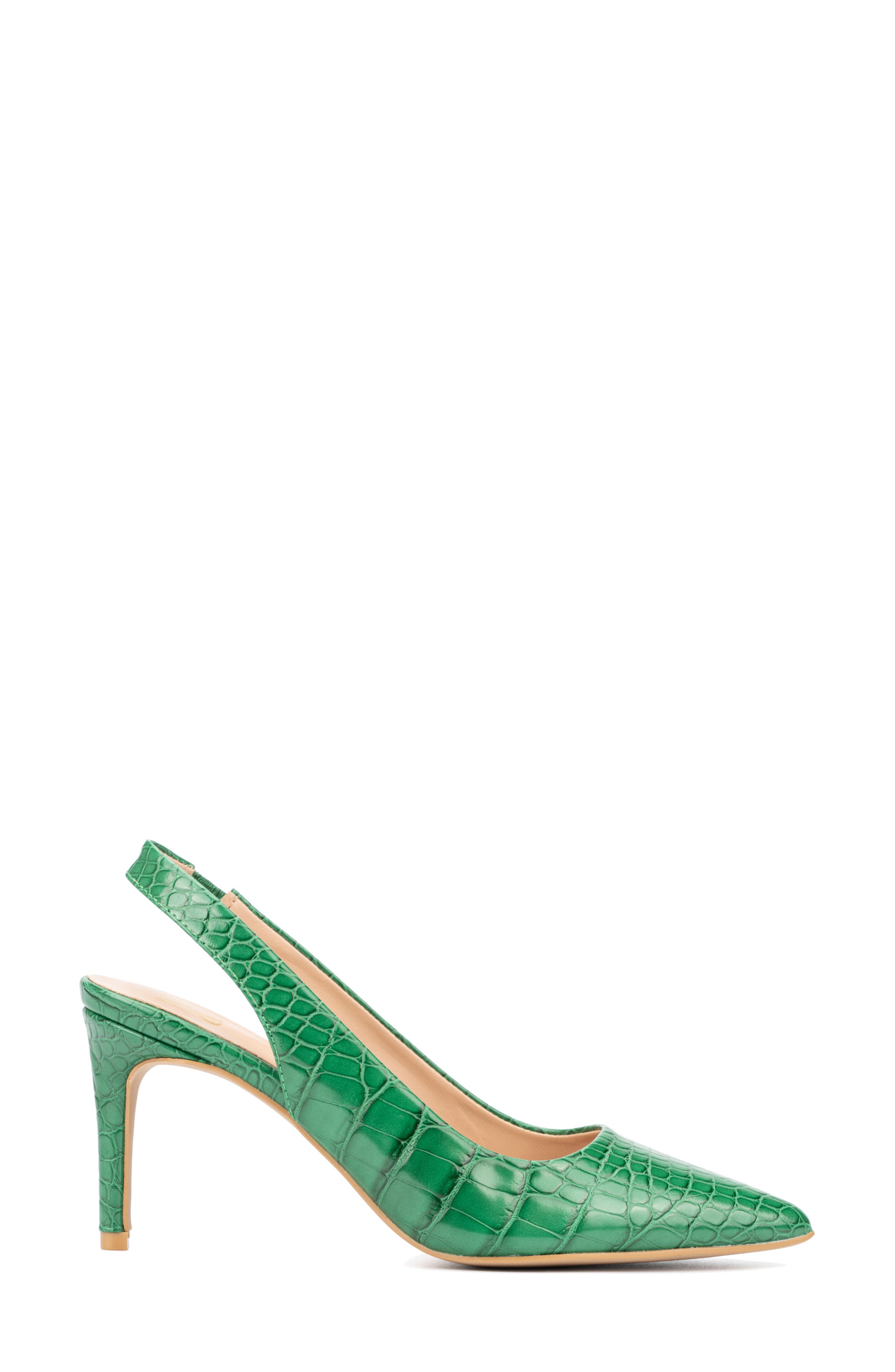 Steph Snake Embossed Pointed Toe Slingback Pump, Alternate, color, KELLY GREEN