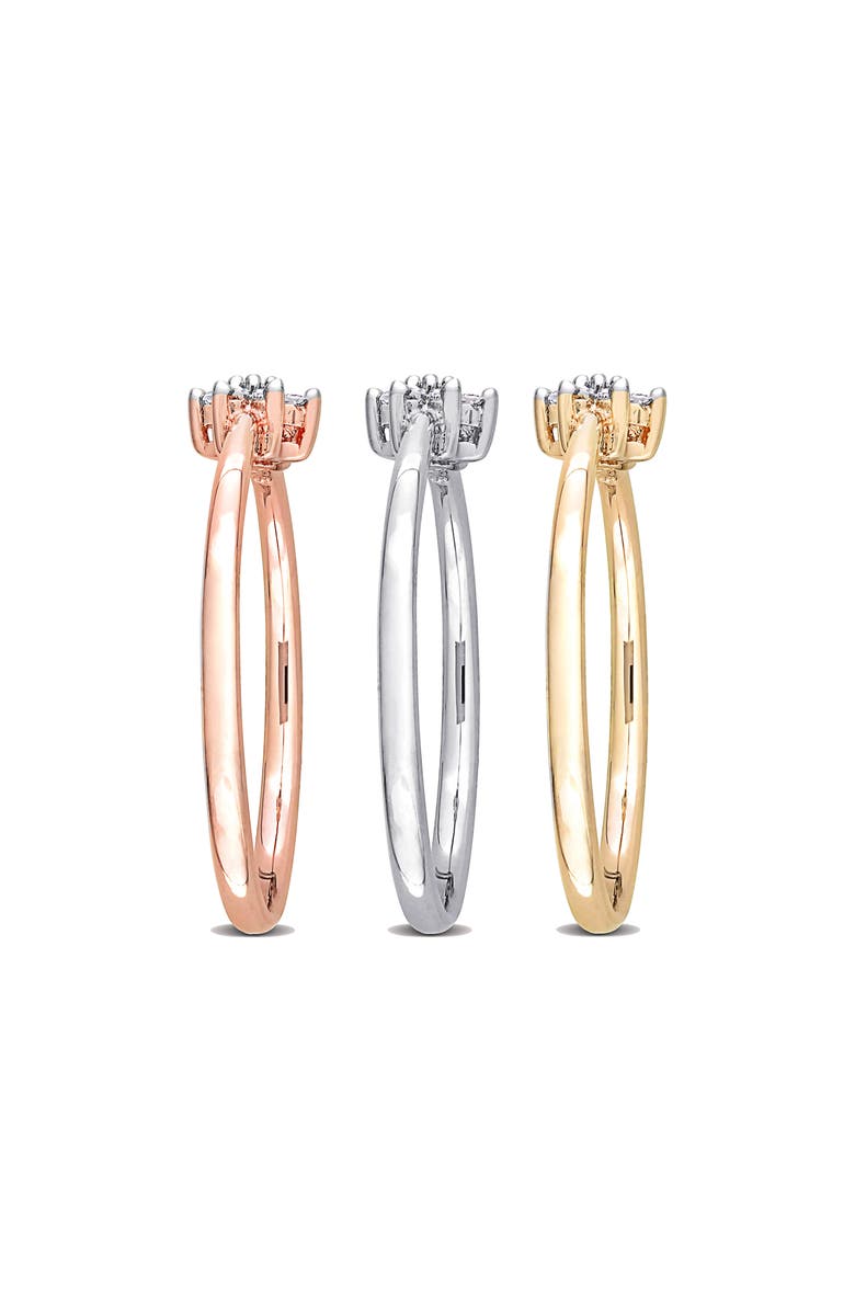 DELMAR Set Of 3 Floral Diamond Rings - 0.21ct., Alternate, color, Multi