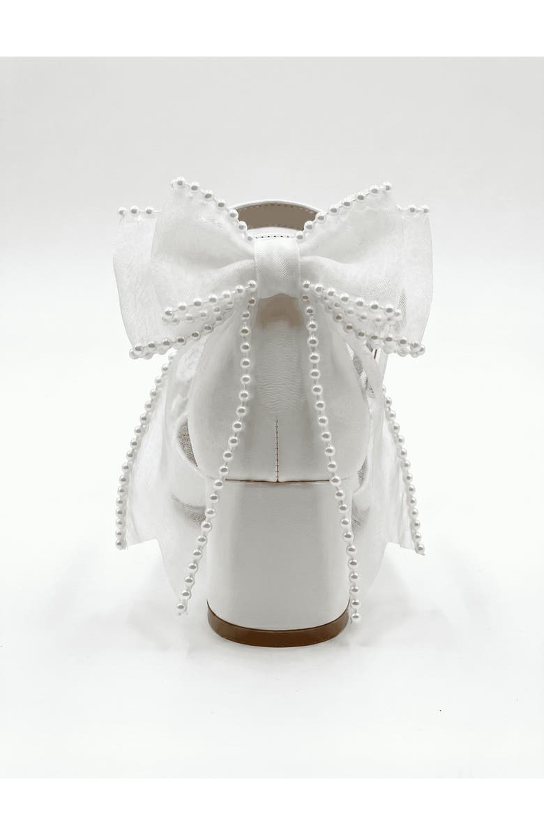 Forever & Always Shoes Floraya Bow Block Heel Bridal Sandal, Alternate, color, Ivory