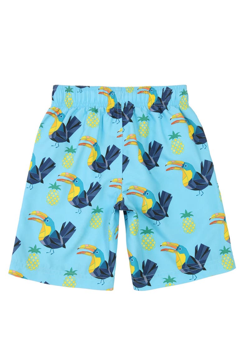 Kid's Swim Trunks with Mesh Lining and UPF 50+, Alternate, color, Geometric bird