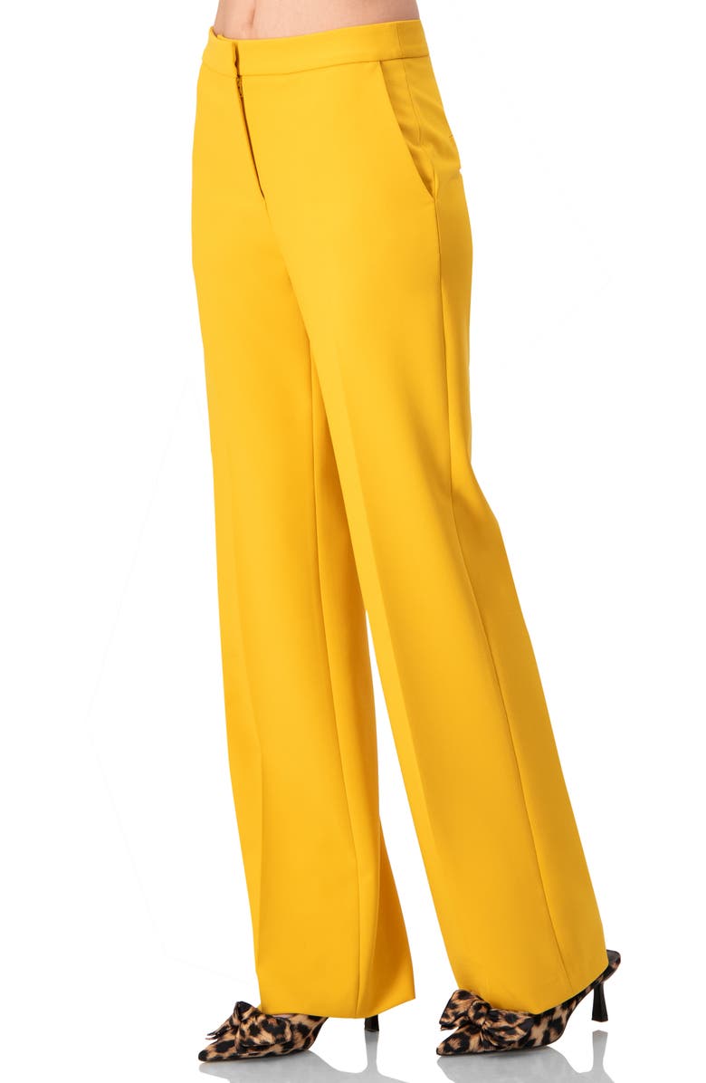 IVONNE Tailored Yellow Straight-Leg Pants, Alternate, color, 