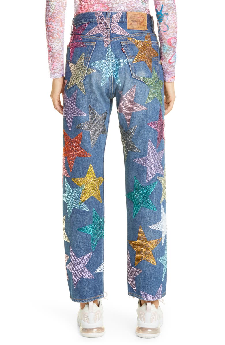 Collina Strada x Levi’s<sup>®</sup> Star Capsule Rhinestone 501<sup>®</sup> Straight Leg Jeans, Alternate, color, 