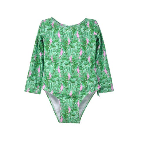 Girl's UPF 50+ Charlie Long SleeveRash Guard Swimsuit