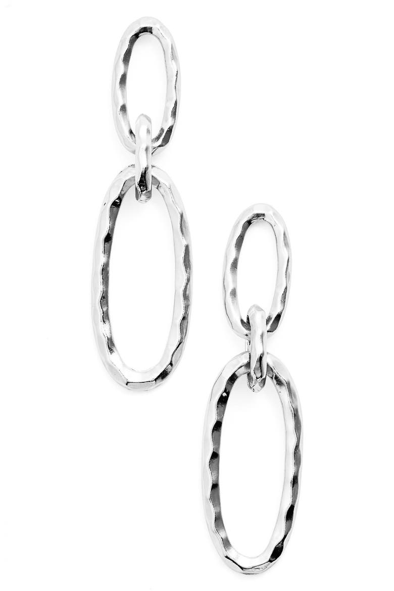 Double Oval Link Earrings, Main, color, SILVER