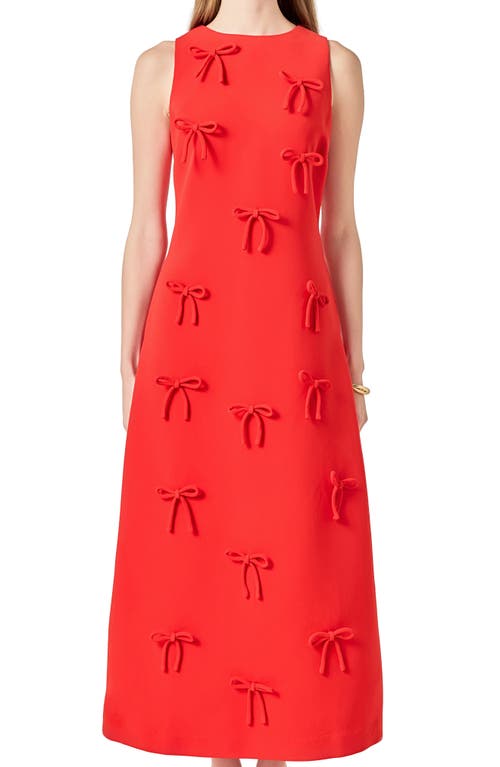 English Factory Bow Embellished Sleeveless A-line Dress In Red
