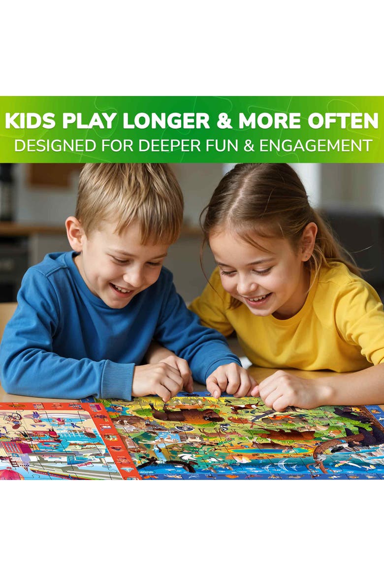 Kids Jigsaw Puzzle Sets - 60 & 100 Piece Educational Puzzles, Alternate, color, Forest, Polar, USA Parks&City