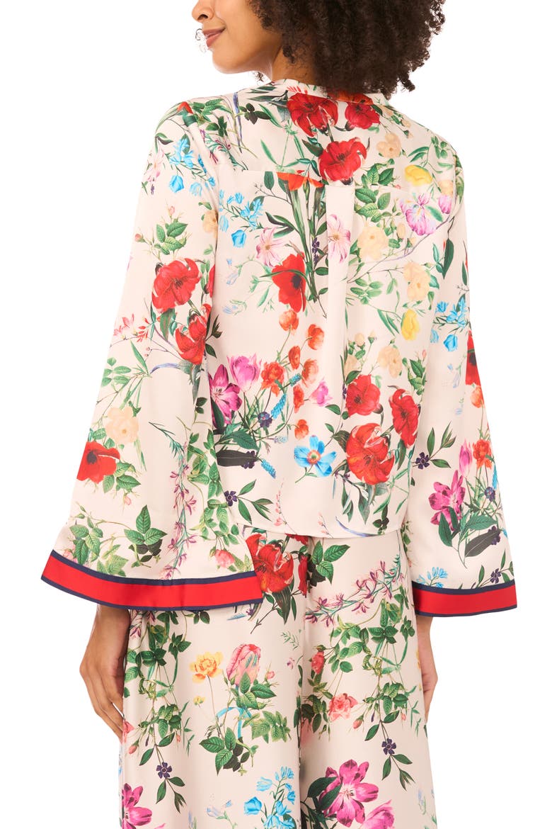 Tie Front Flare Sleeve Shirt, Alternate, color, IVORY MULTI