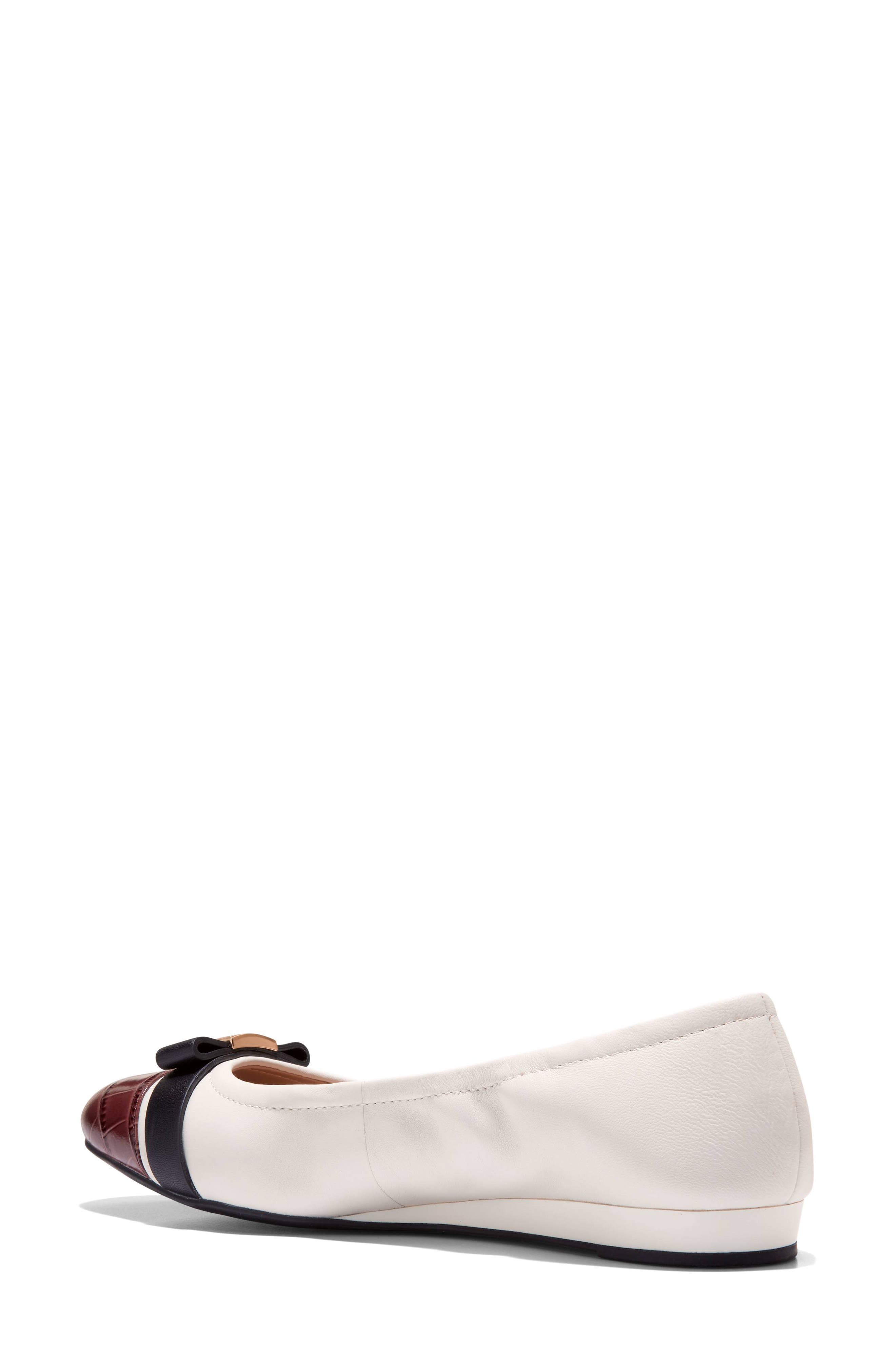Cole Haan Go-To Tova Bow Ballet Flat, Alternate, color, Powder Leather/ Mahogany Croc