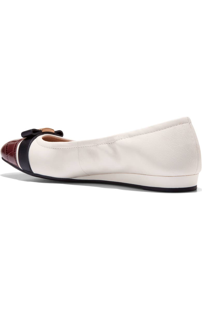 Cole Haan Go-To Tova Bow Ballet Flat, Alternate, color, Powder Leather/ Mahogany Croc