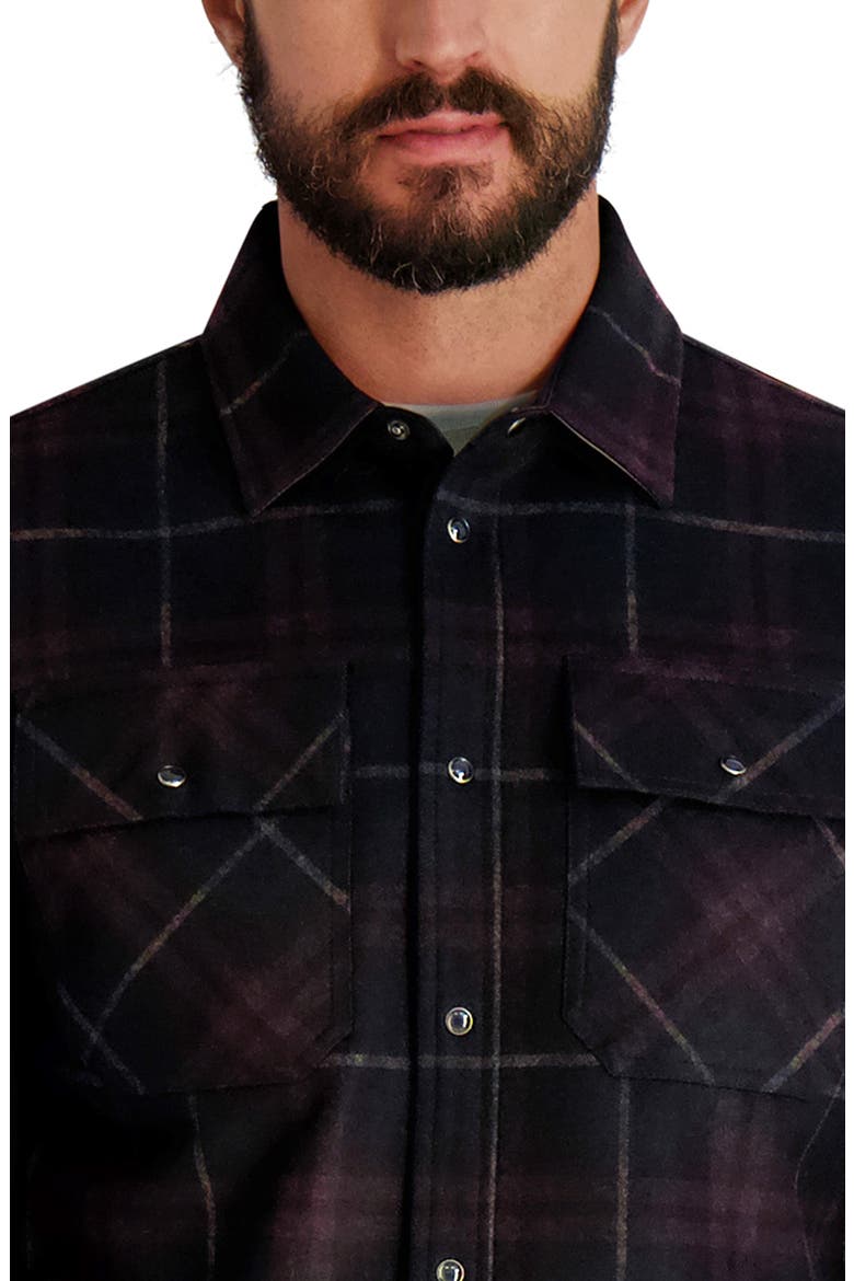 Plaid Ponte Snap-Up Shirt, Alternate, color, NAVY