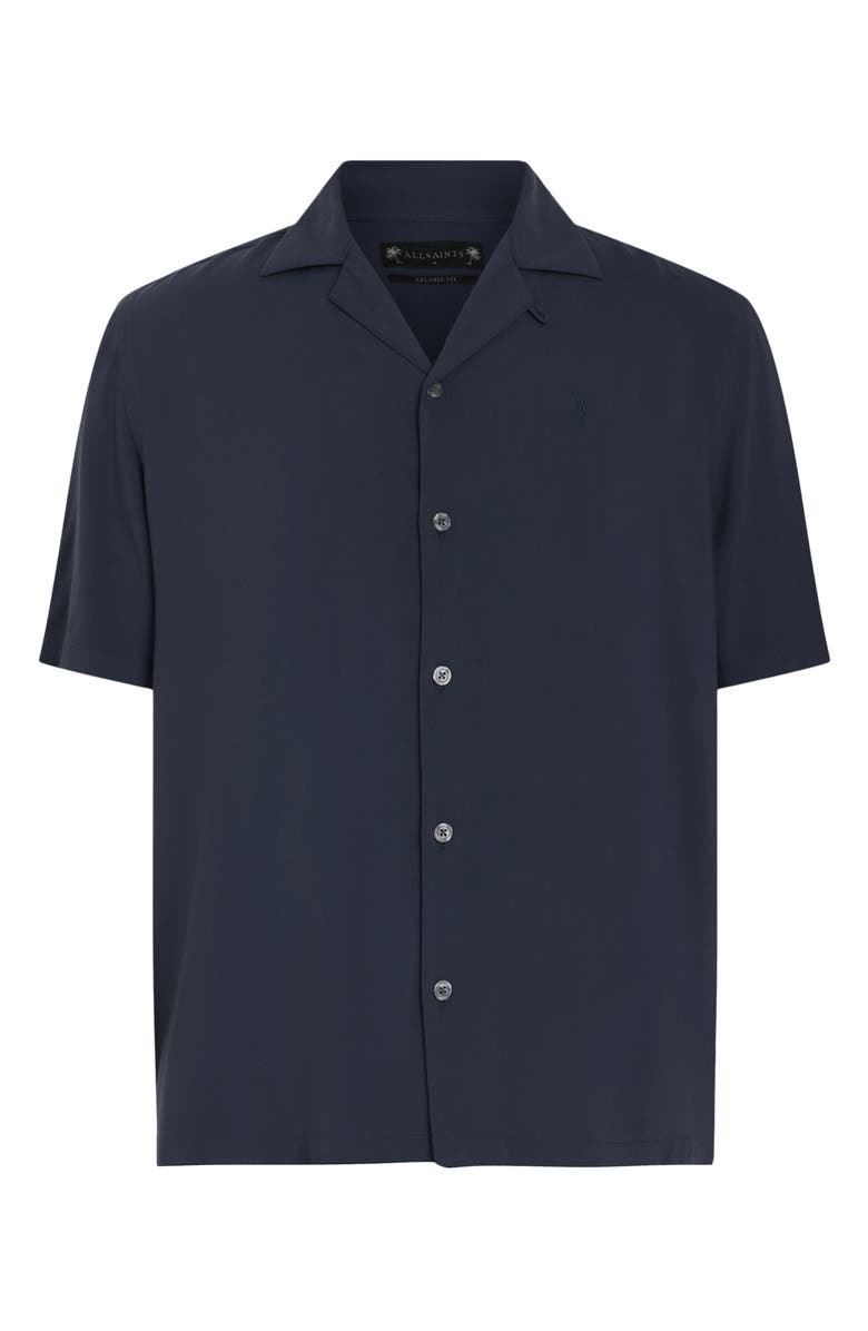 AllSaints Venice Relaxed Fit Short Sleeve Button-Up Camp Shirt, Alternate, color, Night Sky Blue