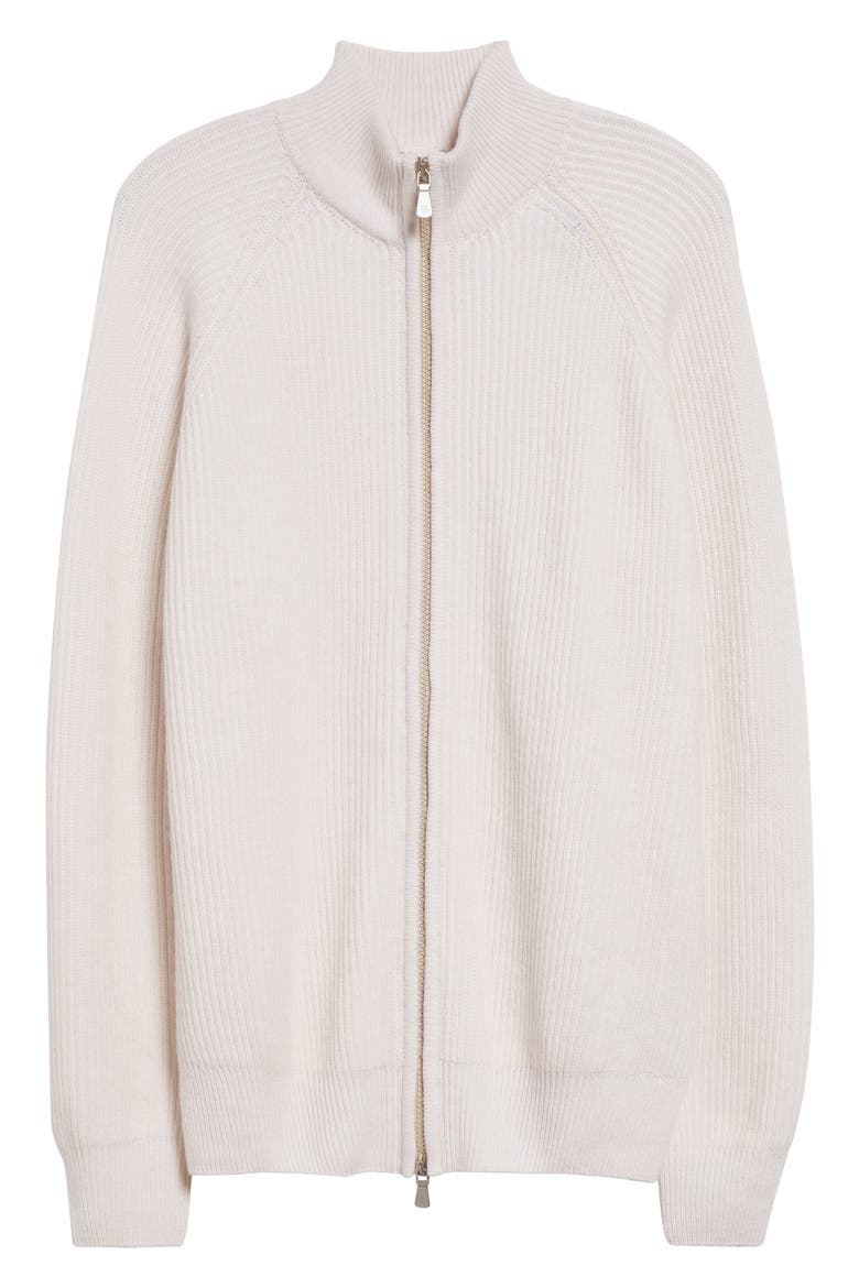 Rib Cashmere Cardigan, Alternate, color, WHITE AND IVORY