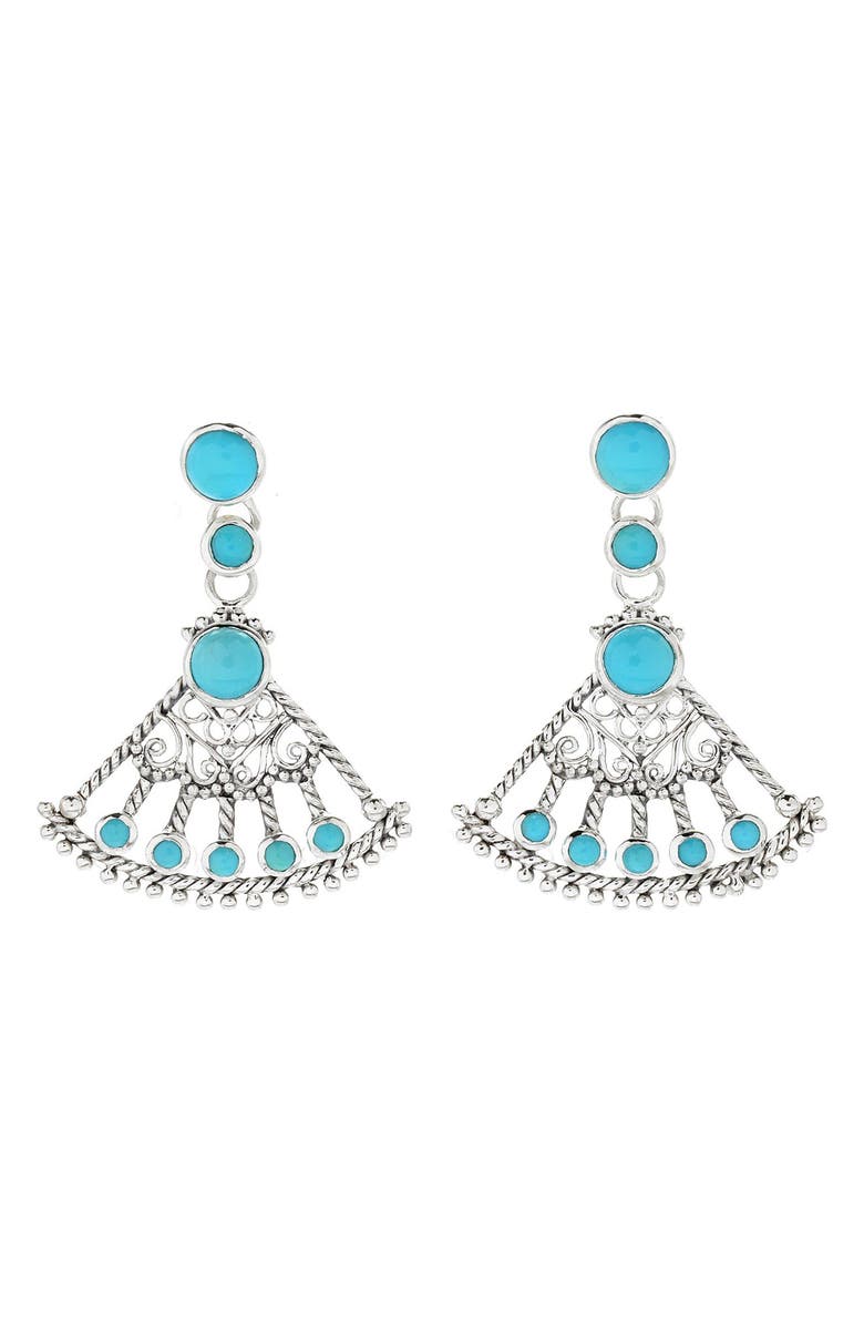 SAMUEL B. Turquoise Fan Drop Earrings, Alternate, color, Turquoise