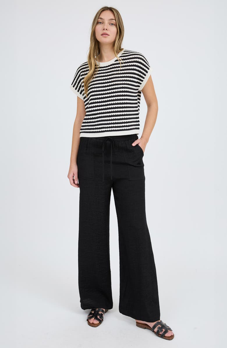 Blu Pepper Stripe Short Sleeve Sweater, Alternate, color,