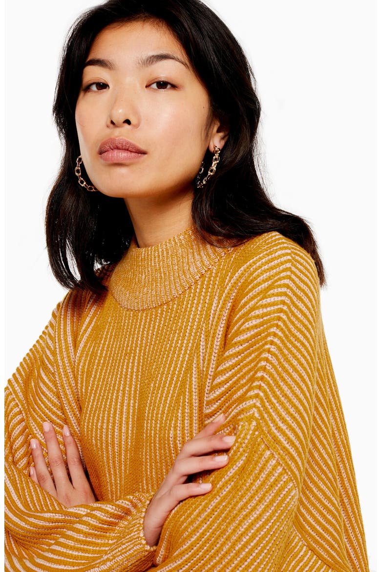 Mock Neck Sweater, Alternate, color, MUSTARD