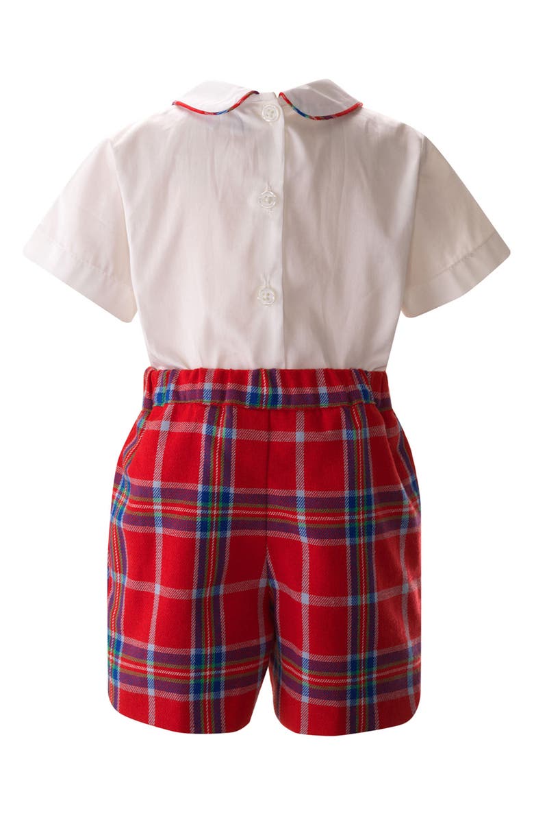 Rachel Riley Tartan Tipped Cotton Shirt & Shorts Set, Alternate, color, 