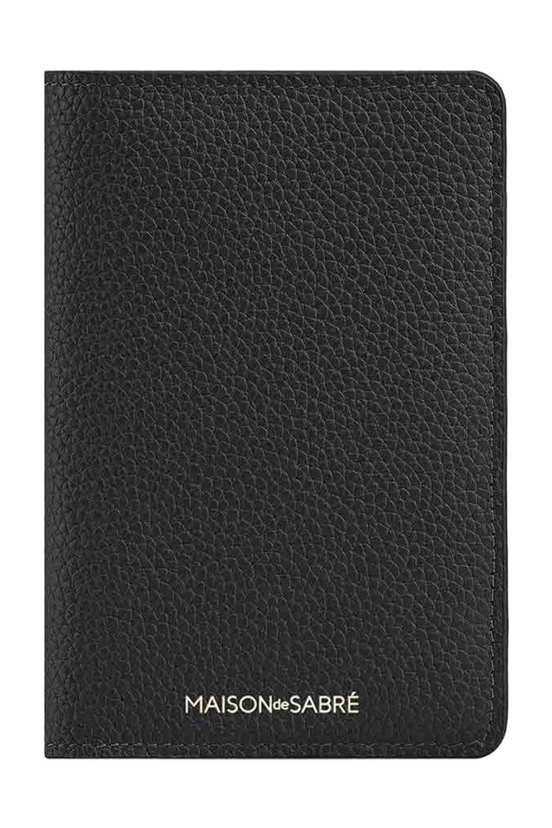 Leather Passport Holder, Main, color, Black Caviar
