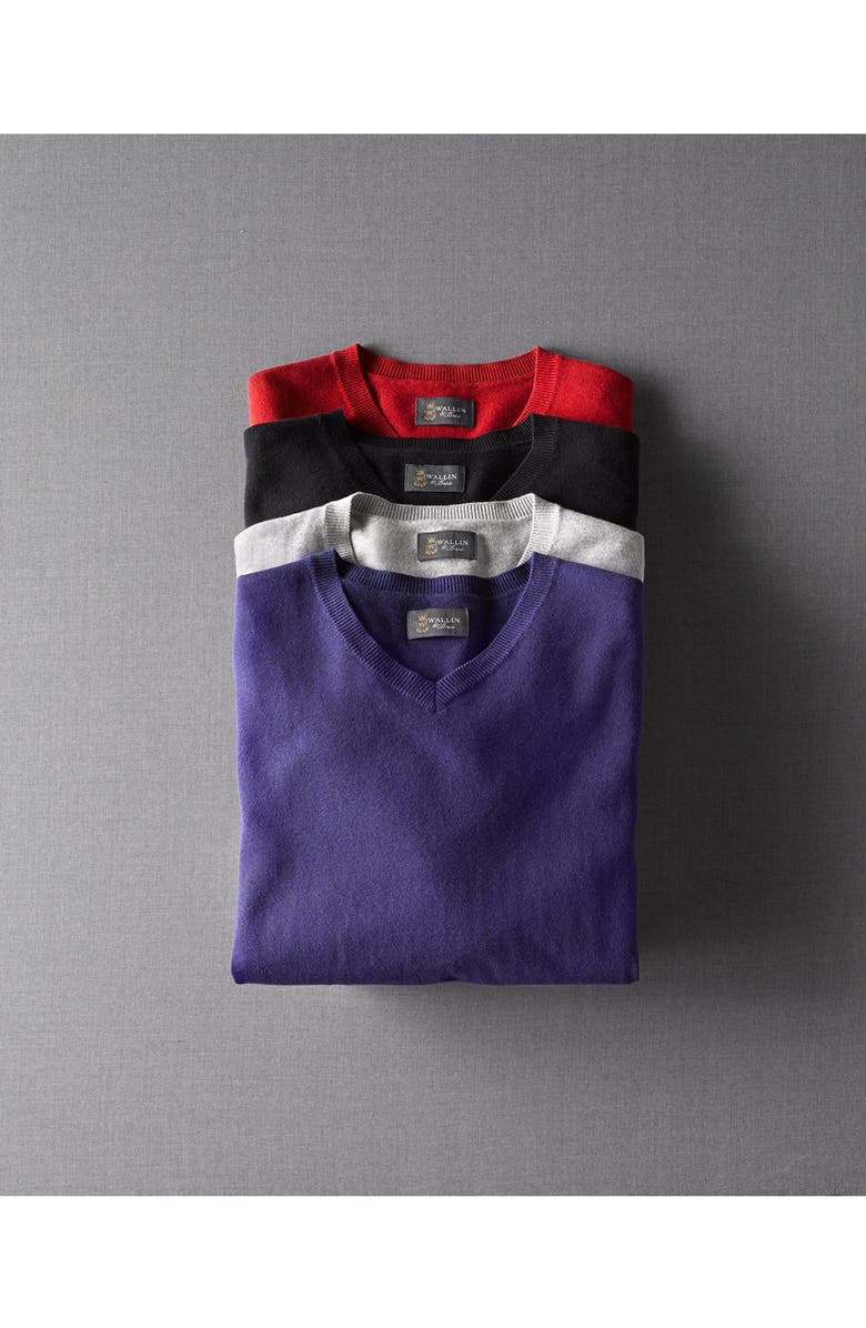 Wallin & Bros. Trim Fit V-Neck Cotton & Cashmere Sweater, Alternate, color,