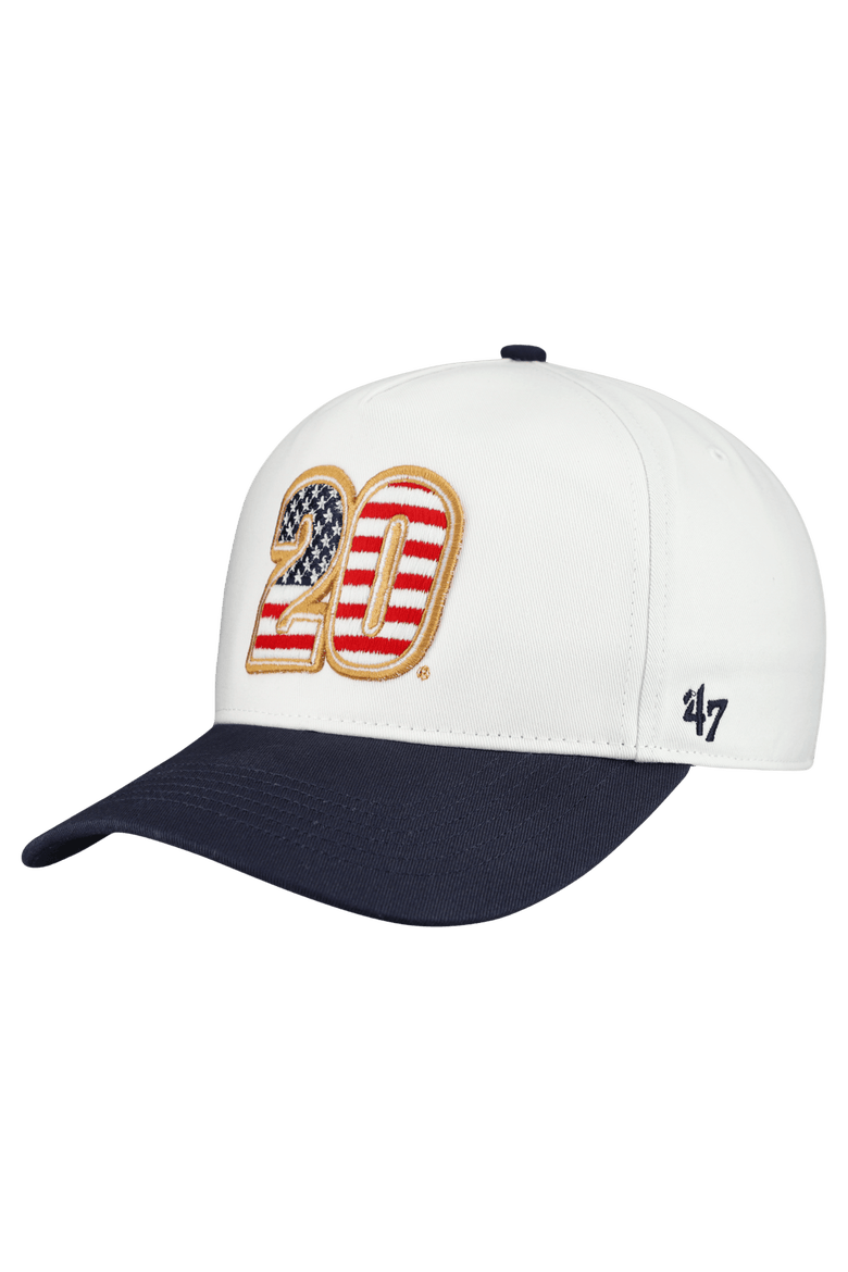 Men's '47 White Christopher Bell Flag Fill Two-Tone Team Adjustable Hitch Hat, Main, color, White