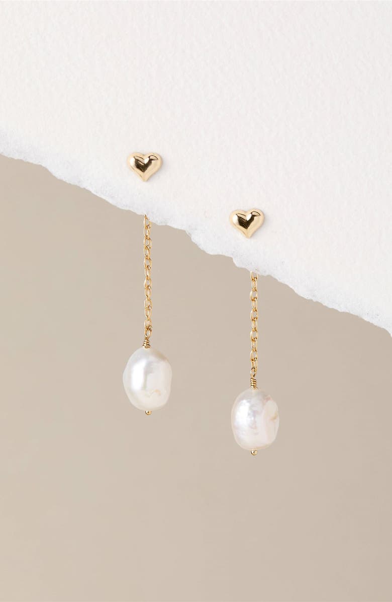 Set & Stones Eloise Freshwater Pearl Drop Earrings, Alternate, color, Gold