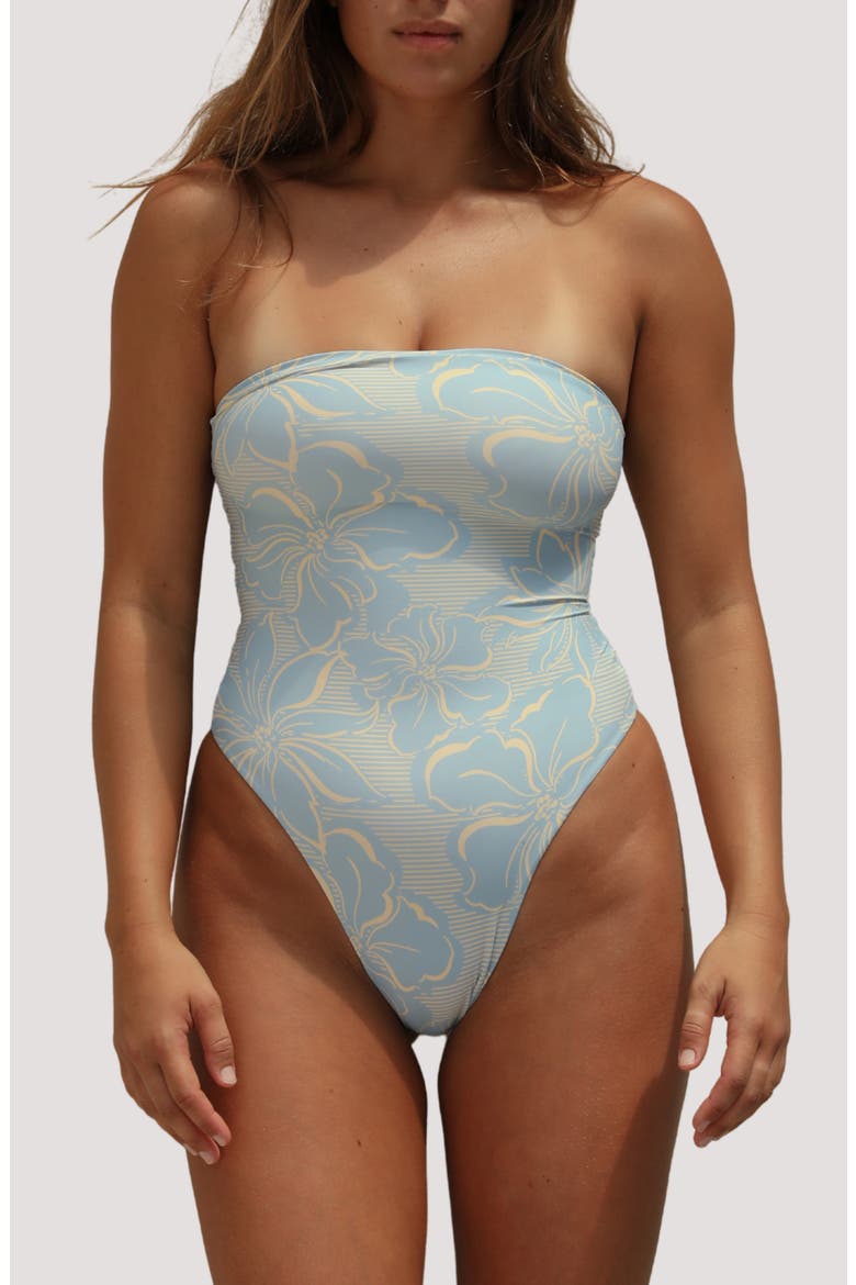 Paola Macramé Strapless One-Piece Swimsuit, Main, color, MOONLIGHT LILY