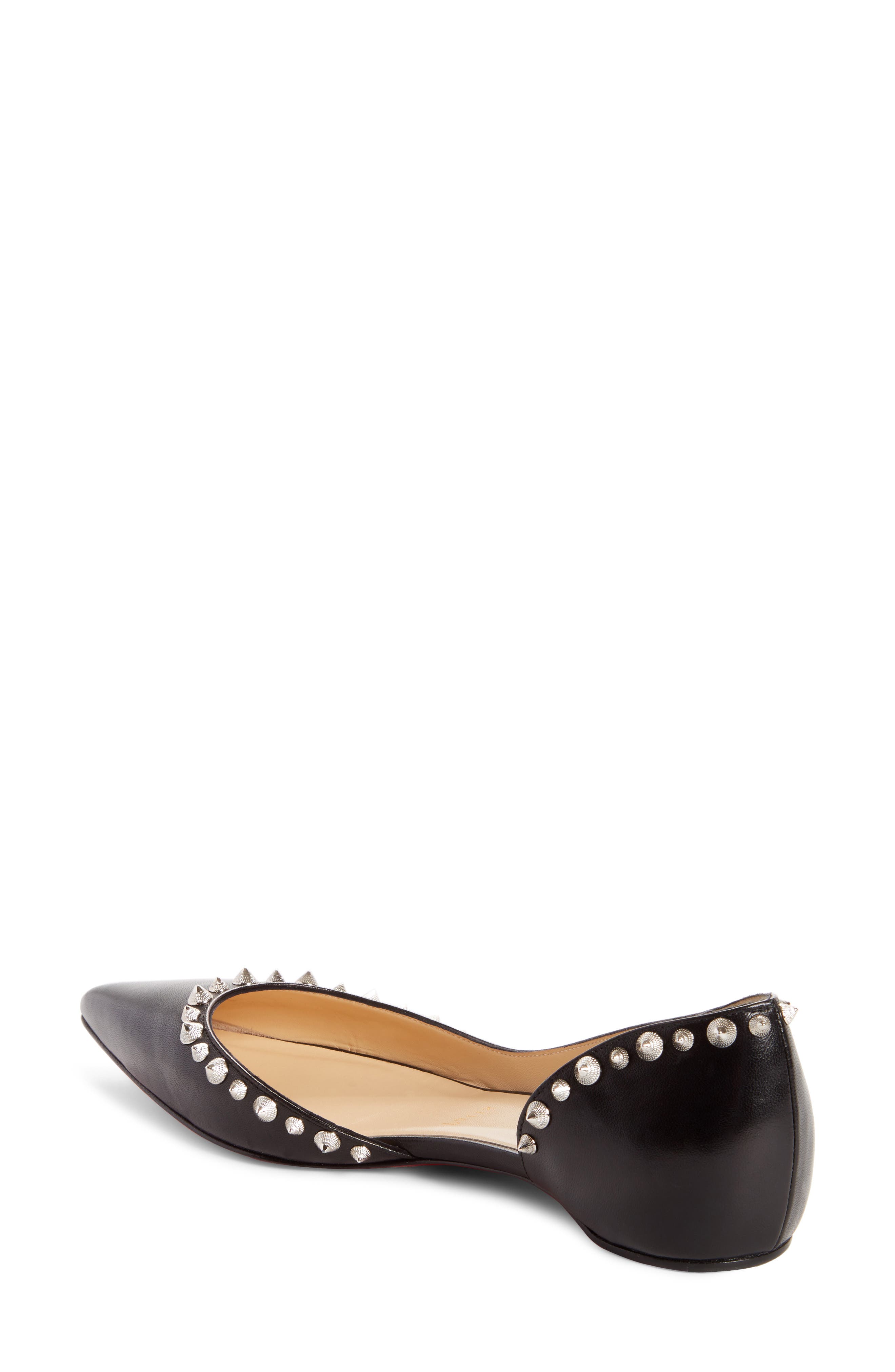 Christian Louboutin Irishell Studded Half d'Orsay Flat, Alternate, color, 