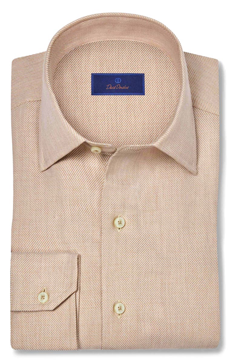 David Donahue Cotton & Cashmere Solid Sport Shirt, Main, color, Oatmeal