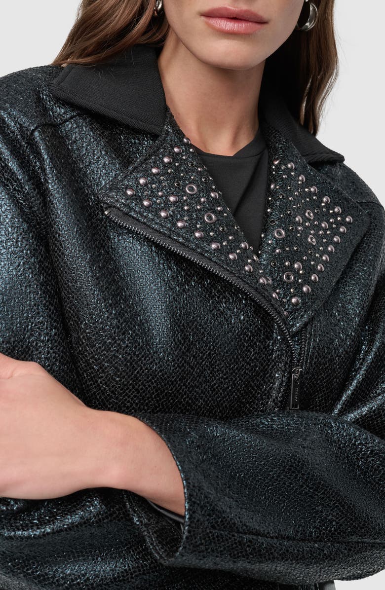 DKNY Foil Tweed Moto Jacket, Alternate, color, 