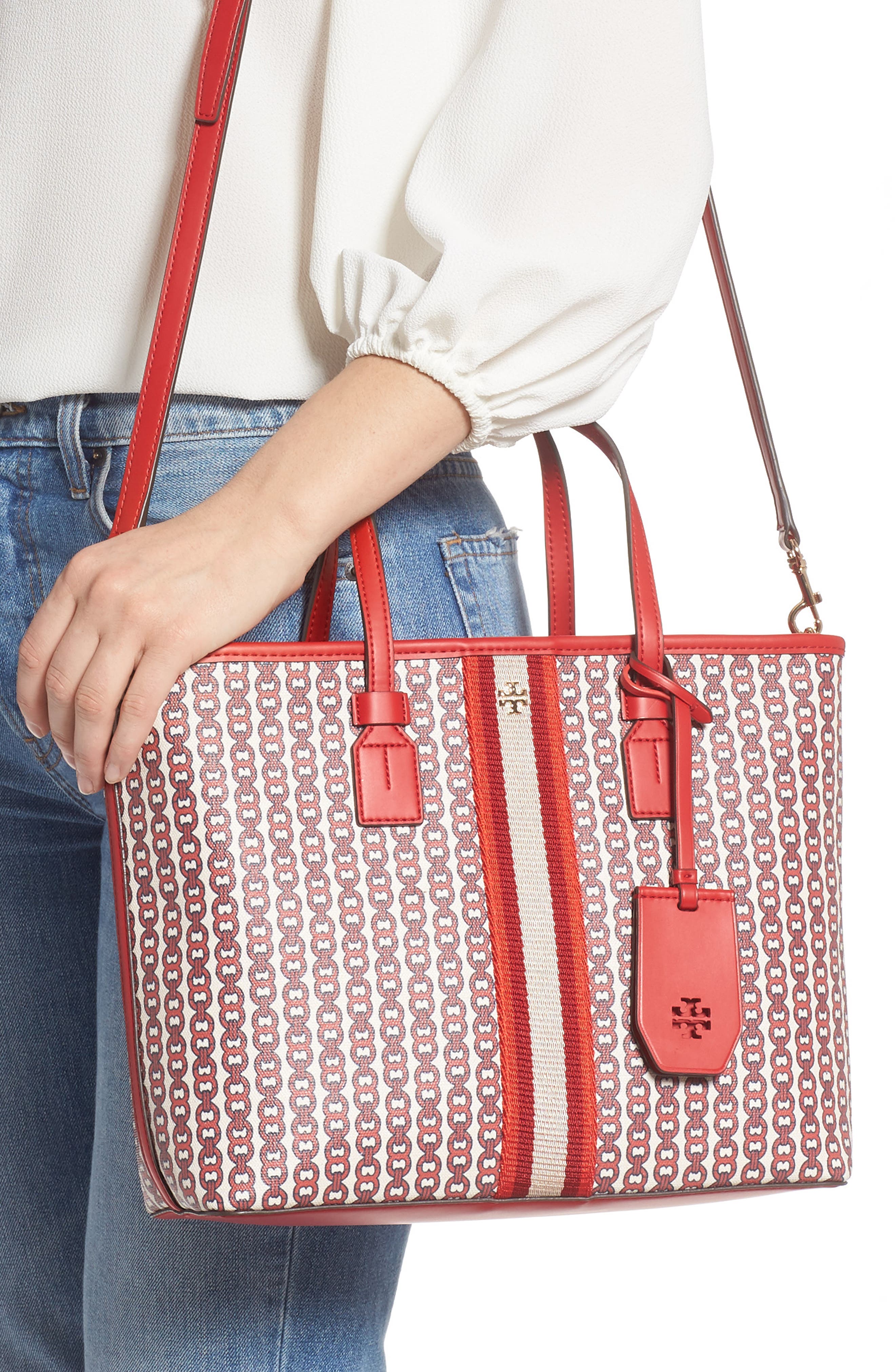 Small Gemini Link Coated Canvas Tote, Alternate, color, LIBERTY RED GEMINI LINK