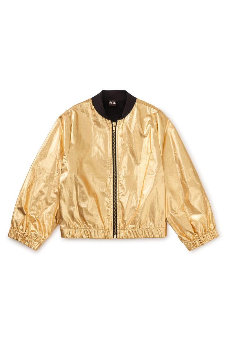 Tea Collection Metallic Bomber Jacket, Main, color, 
